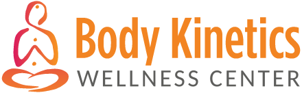 A green banner with orange and grey text that says " body kind wellness ".