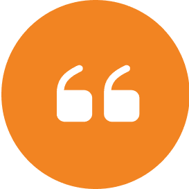 Here are a few options for alt text, all under 8 words: * **Quote icon** * **Testimonial quote symbol** * **Orange quote mark** I recommend "**Quote icon**" as the most concise and descriptive.